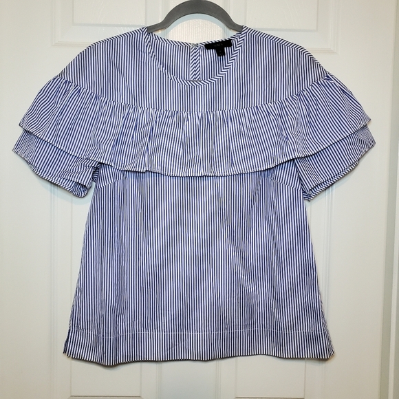 J. Crew “Edie” Top in Blue/White Shirting Stripe Sz 8 - Picture 1 of 10